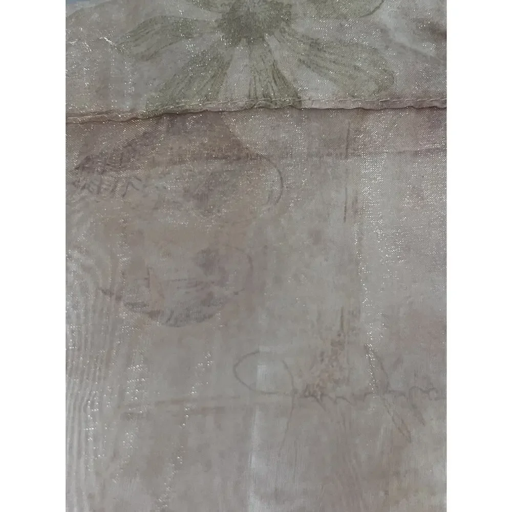 Vintage Charter Club Butterfly Floral Sheer Metallic Shower Curtain Fairy Core